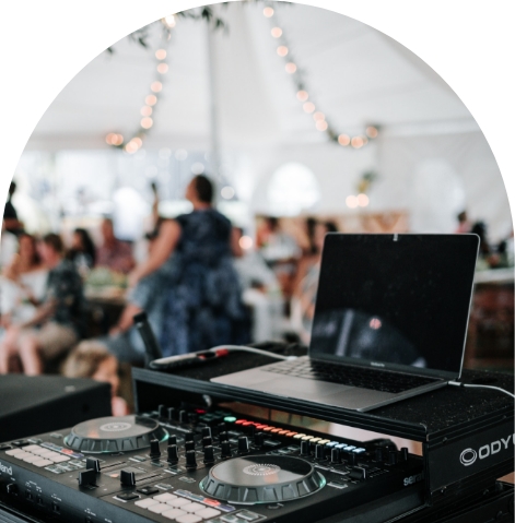 DJ setup for yoga music, weddings, events and ecstatic dance